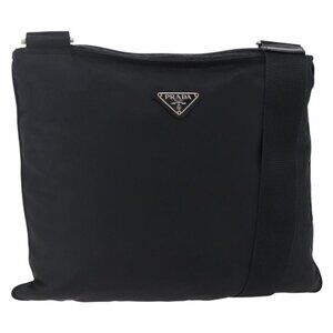 PRADA Shoulder Bag Nylon Black Silver Auth